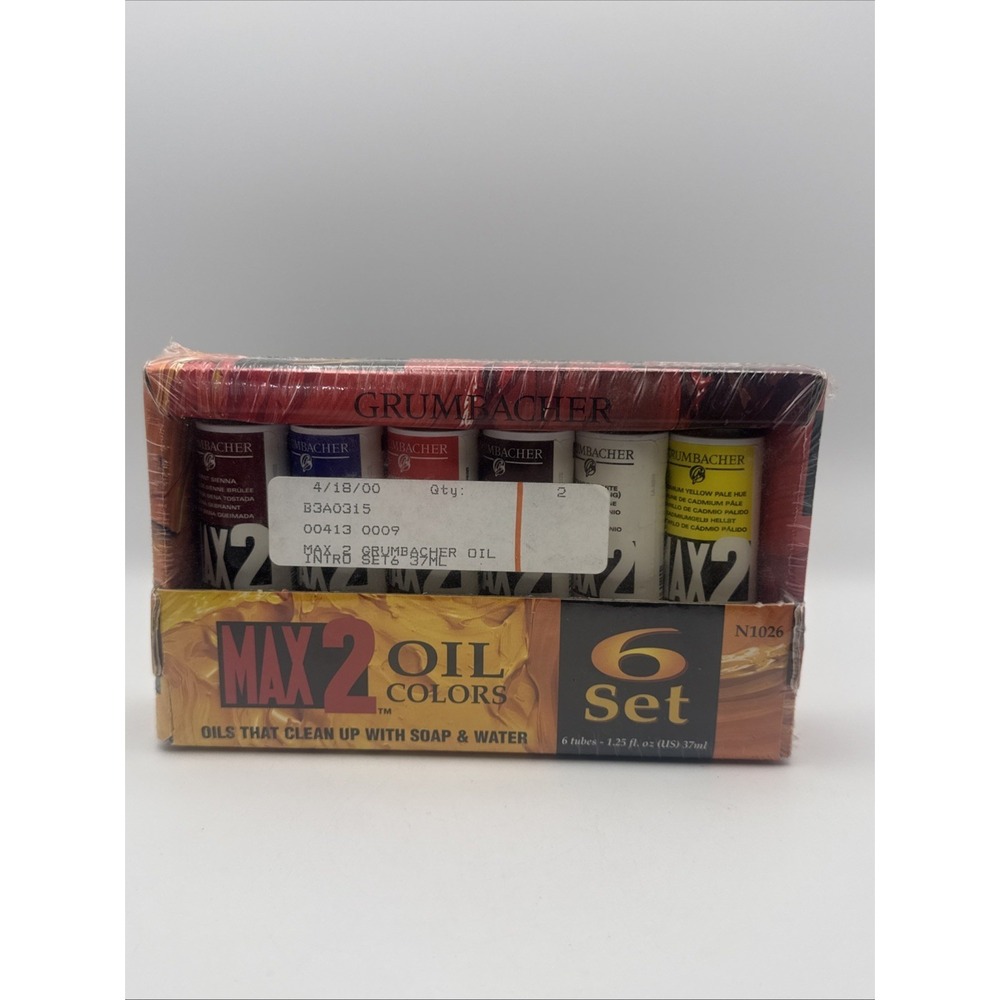 NEW Vintage Grumbacher MAX2 Water Mixable Oil Paint Set 6x37ml Factory Sealed